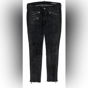 Rag & Bone - Black Suede Mid-Rise Skinny Pants - Gentle worn